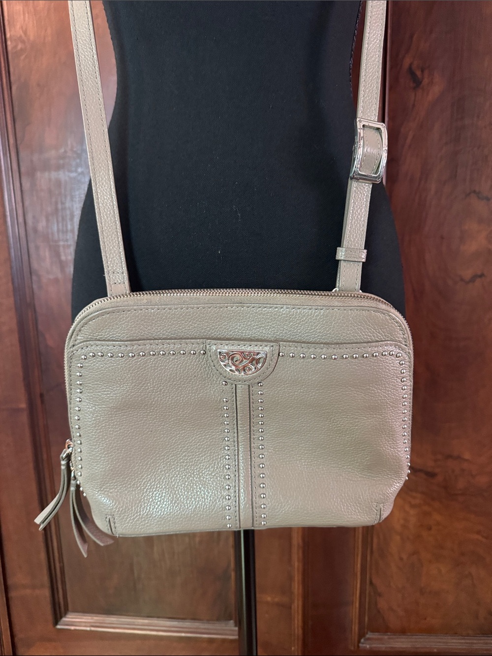Brighton Pretty Tough Jojo Leather Stud-Trim Crossbody Organizer